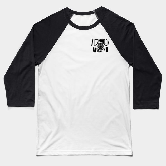 Mini Automnicon Logo (Black) Baseball T-Shirt by Battle Bird Productions